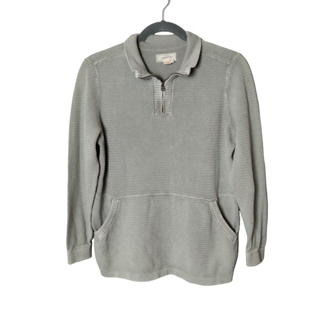 Carbon 2 Cobalt Mens Sz L Refresh Quarter Zip Sweater Cotton Seed Stitch Texture